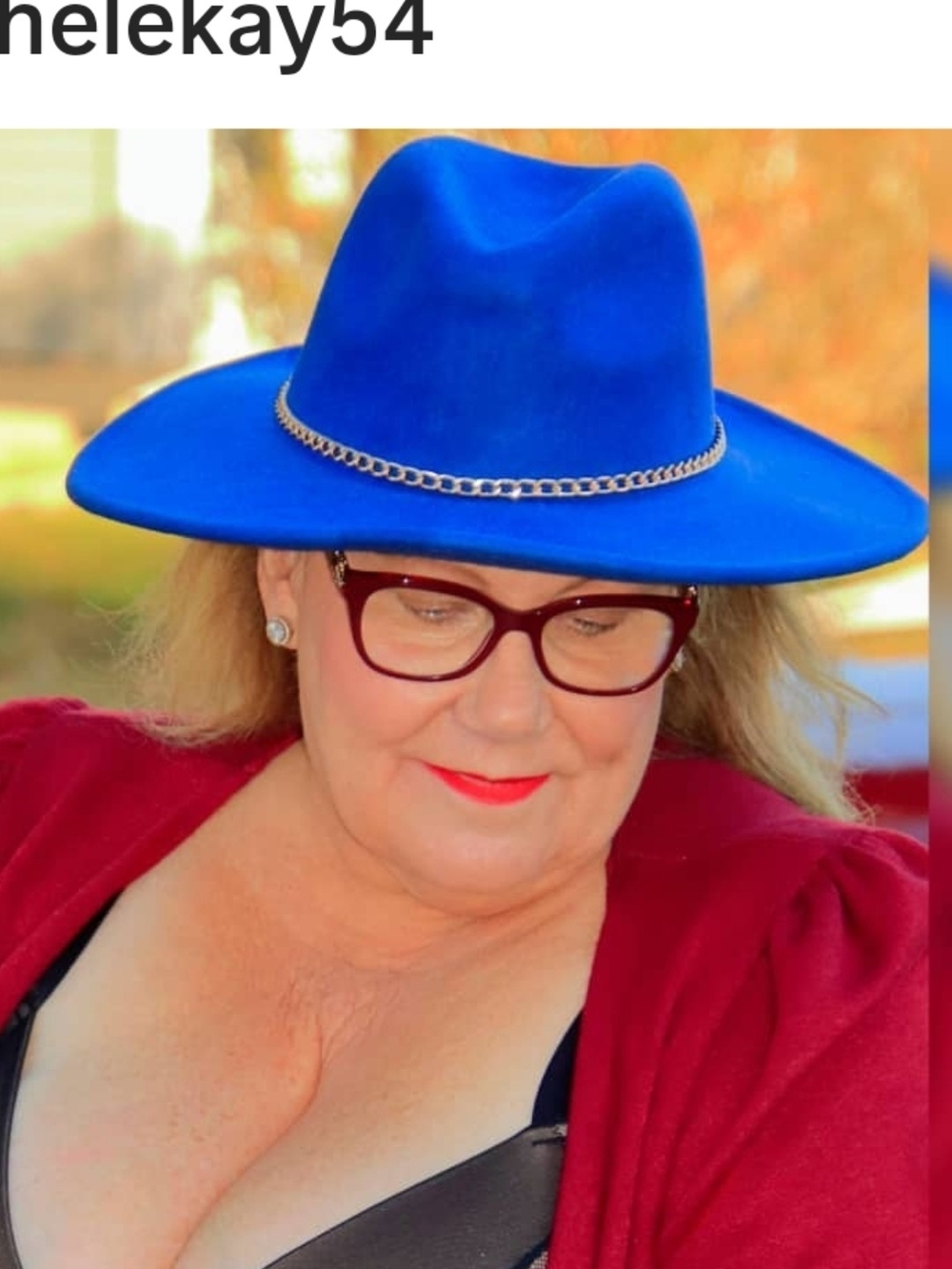 Royal Blue Wide-Brim Fedora Hat with Chain Trim - Women Steve Madden